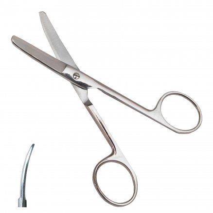 Ножиці медичні по Mayo, вертикально- зігнуті, тупокінцеві, з твердосплавом. Довжина 14,0 см